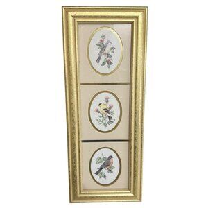 Heartfelt Collection Matted Bird Print Fold Frame 4" x 10" 3 Birds